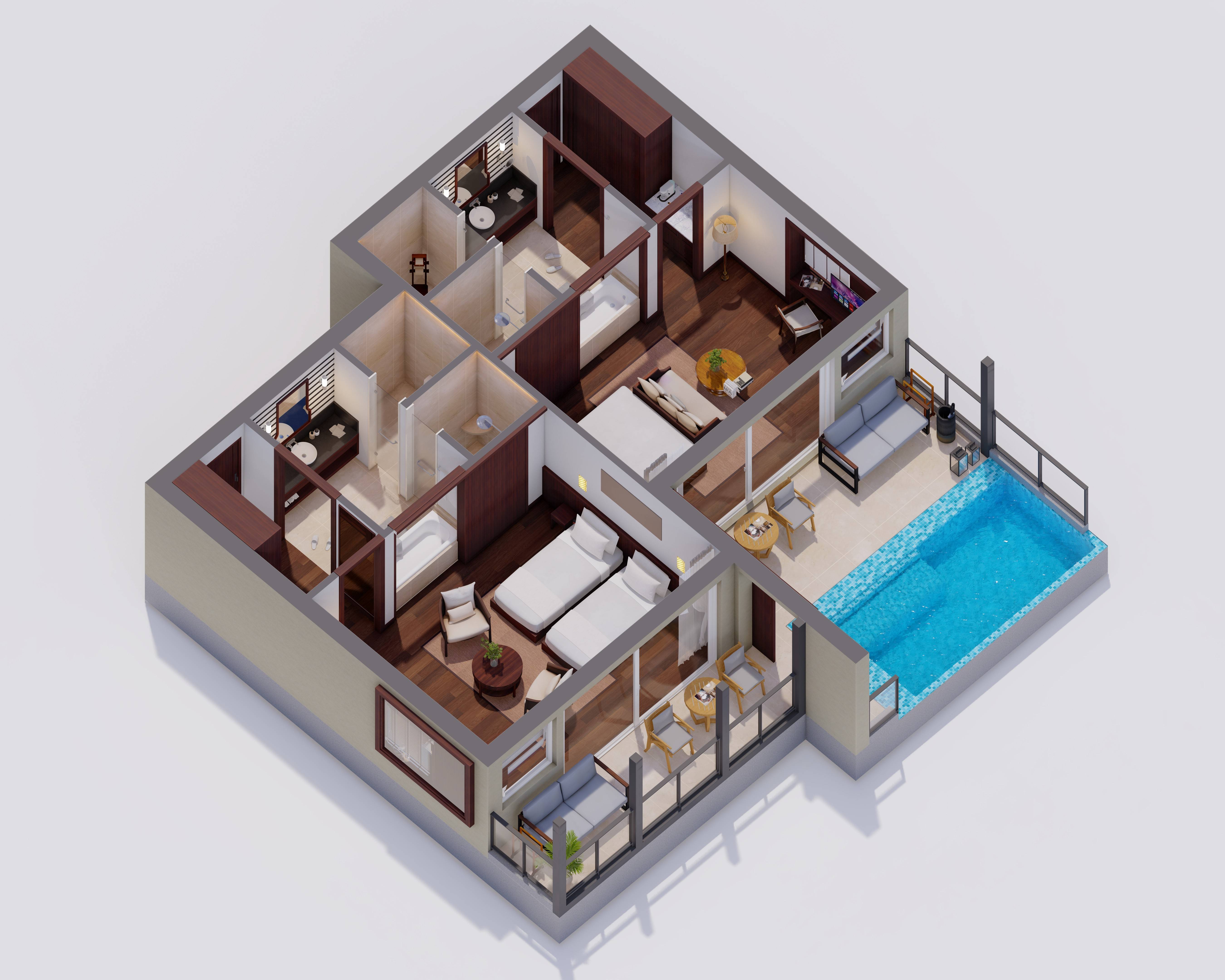 Suite avec piscine et deux chambres