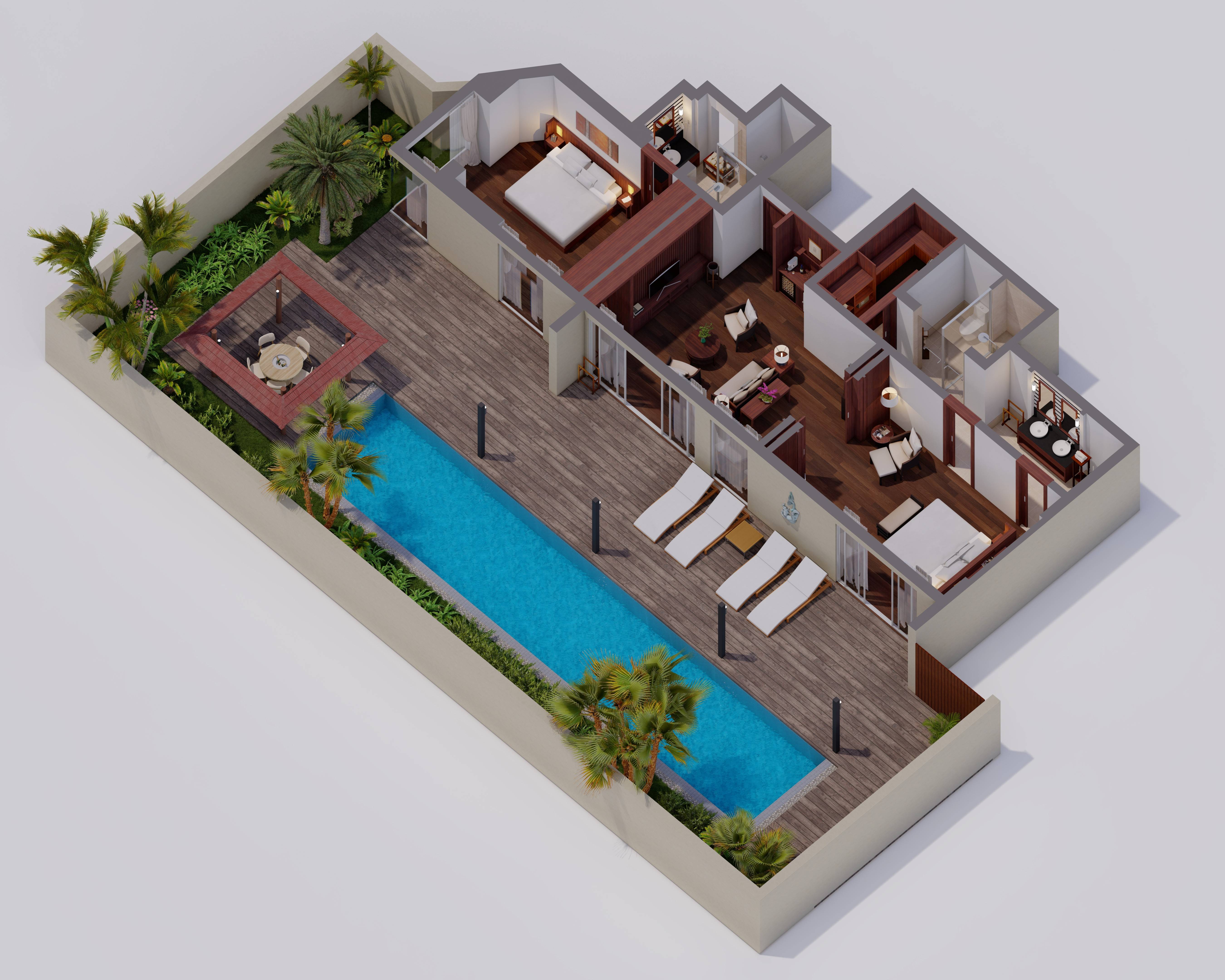 Villa avec piscine et deux chambres